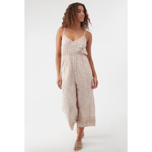 O'Neill Camile Jumpsuit Women's Size Large Viscose Pockets Neutral Lightweight - Picture 15 of 15